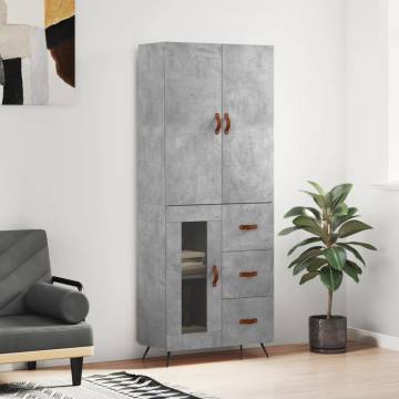 Stylish Highboard Concrete Grey - 69.5x34x180 cm | HipoMarket