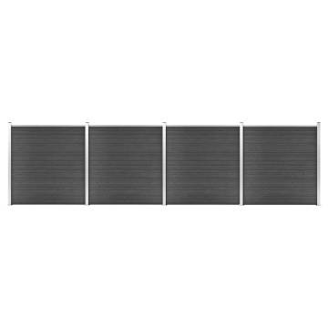 Fence Panel Set WPC Black 699x186 cm | Durable & Stylish