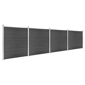 Fence Panel Set WPC Black 699x186 cm | Durable & Stylish