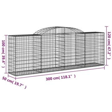 Arched Gabion Baskets - 13 pcs Galvanised Iron 300x50x100/120 cm