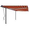 Manual Retractable Awning with LED 4.5x3.5 m Orange and Brown Colour multicolour Size 4.5 x 3.5 m Quantity in Package 1 