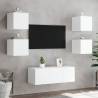 Stylish TV Wall Cabinets with LED Lights - 2 pcs White