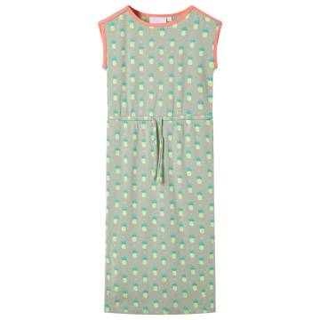 Stylish Kids' Dress Old Mint with Pineapple Print | HipoMarket