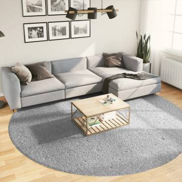 Shaggy Rug PAMPLONA Modern Grey Ø 280 cm for Cozy Interiors