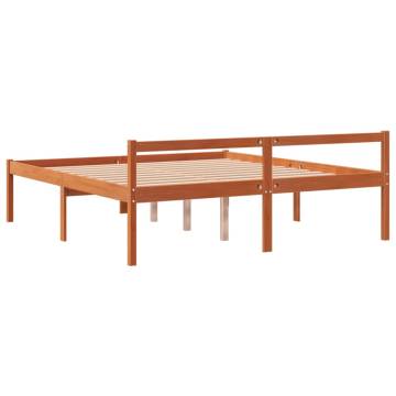 Bed Frame Wax Brown 160x200 cm - Solid Pine Wood | HipoMarket