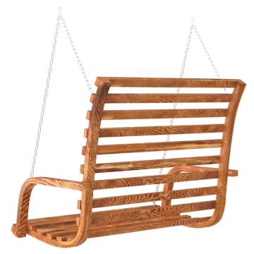 Solid Bent Wood Swing Bench with Teak Finish - 126x63 cm