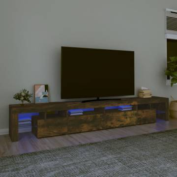 Stylish TV Cabinet with LED Lights - Smoked Oak Design