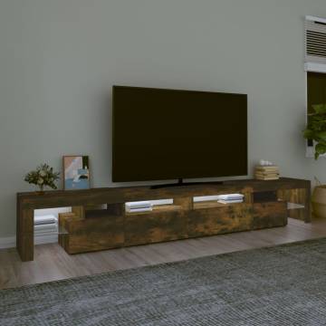 Stylish TV Cabinet with LED Lights - Smoked Oak Design