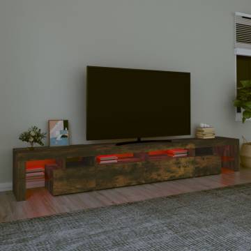 Stylish TV Cabinet with LED Lights - Smoked Oak Design