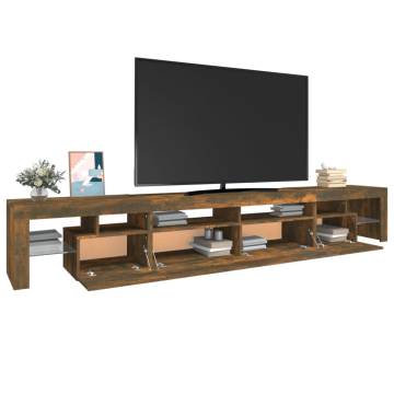 Stylish TV Cabinet with LED Lights - Smoked Oak Design