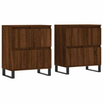 2 pcs Brown Oak Engineered Wood Sideboards - Timeless Storage