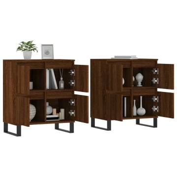 2 pcs Brown Oak Engineered Wood Sideboards - Timeless Storage