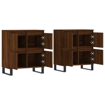 2 pcs Brown Oak Engineered Wood Sideboards - Timeless Storage