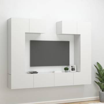 6 Piece High Gloss White TV Cabinet Set | Stylish & Functional