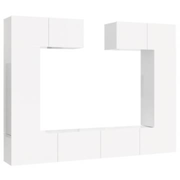 6 Piece High Gloss White TV Cabinet Set | Stylish & Functional