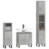 3 Piece Bathroom Furniture Set - Concrete Grey Stylish Storage