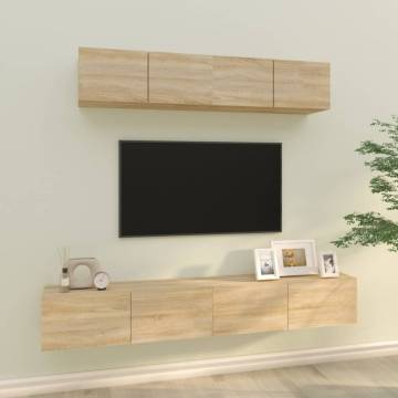 4 Piece TV Cabinet Set - Sonoma Oak Engineered Wood