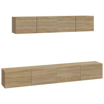 4 Piece TV Cabinet Set - Sonoma Oak Engineered Wood