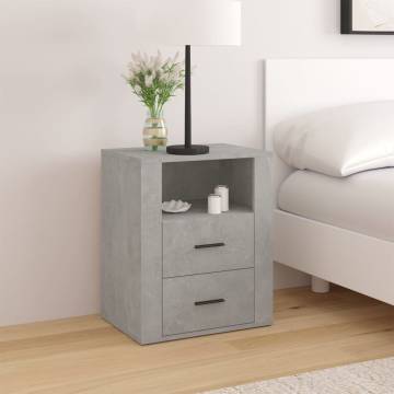 Stylish Concrete Grey Bedside Cabinet - 50x36x60 cm