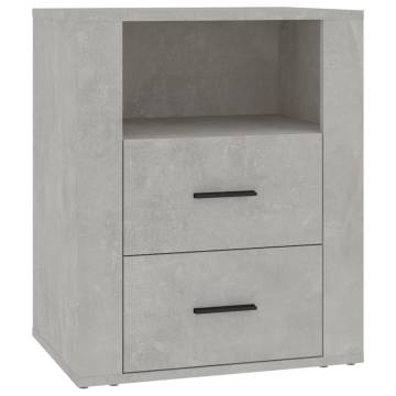 Stylish Concrete Grey Bedside Cabinet - 50x36x60 cm