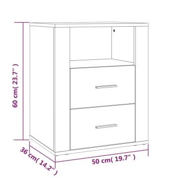 Stylish Concrete Grey Bedside Cabinet - 50x36x60 cm