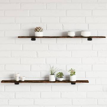 Smoked Oak Wall Shelves - 4 pcs - Stylish Storage Solution