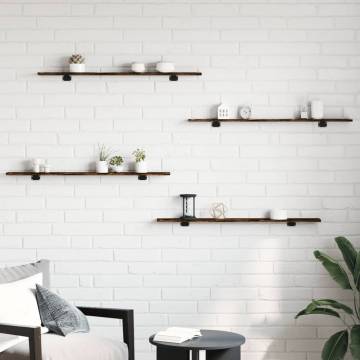 Smoked Oak Wall Shelves - 4 pcs - Stylish Storage Solution