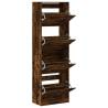 Shoe Cabinet with 4 Flip-Drawers in Smoked Oak - Modern Design