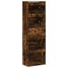 Shoe Cabinet with 4 Flip-Drawers in Smoked Oak - Modern Design