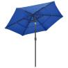 3-Tier Azure Blue Parasol with Aluminium Pole - 2.5m