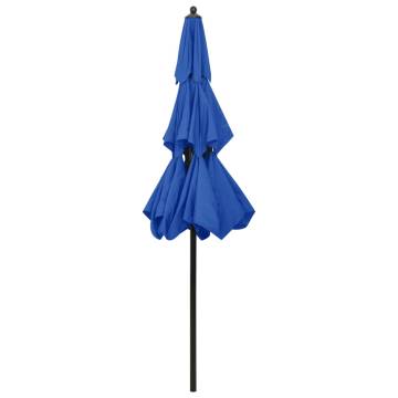 3-Tier Azure Blue Parasol with Aluminium Pole - 2.5m