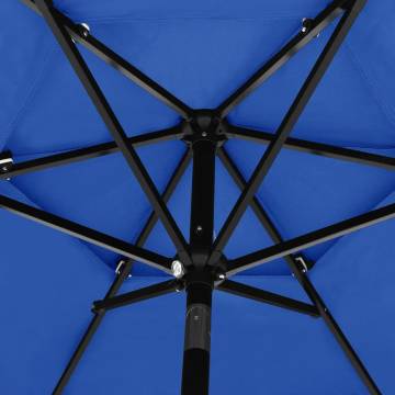 3-Tier Azure Blue Parasol with Aluminium Pole - 2.5m