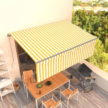 Manual Retractable Awning 4x3m - Yellow & White | HipoMarket