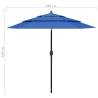 3-Tier Azure Blue Parasol with Aluminium Pole - 2.5m