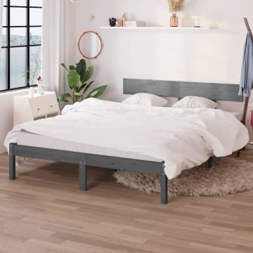 Grey Solid Wood Pine Bed Frame 120x200 cm - Hipomarket