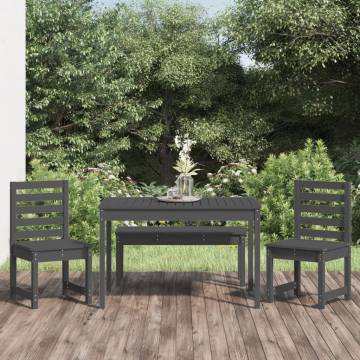 4 Piece Grey Solid Wood Garden Dining Set | Hipomarket