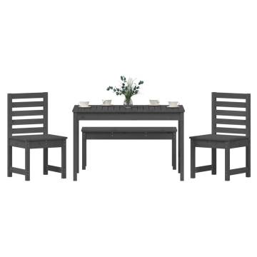 4 Piece Grey Solid Wood Garden Dining Set | Hipomarket