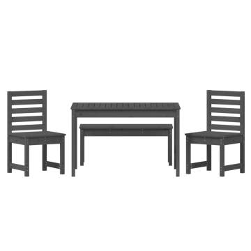 4 Piece Grey Solid Wood Garden Dining Set | Hipomarket