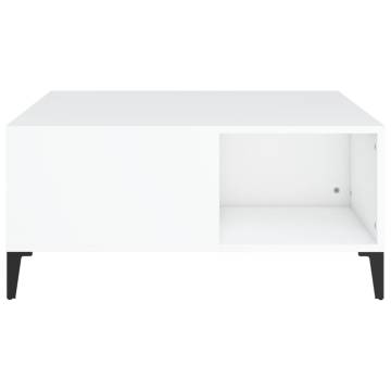 Stylish White Coffee Table - 80x80 cm Engineered Wood