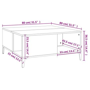 Stylish White Coffee Table - 80x80 cm Engineered Wood