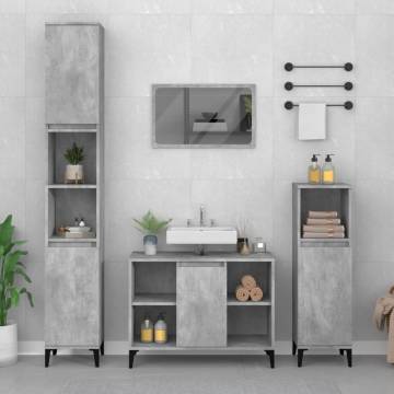 3 Piece Bathroom Furniture Set - Concrete Grey Wood