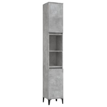 3 Piece Bathroom Furniture Set - Concrete Grey Wood