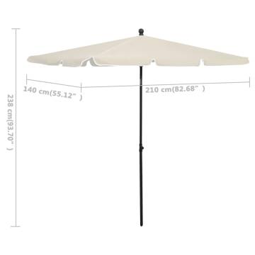 Garden Parasol with Pole 210x140 cm - Sand | Hipomarket UK