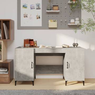 Concrete Grey Desk - 140x50x75 cm Engineered Wood | HipoMarket