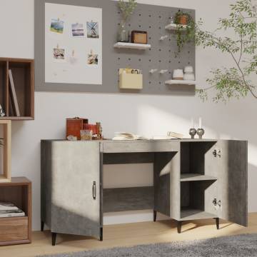 Concrete Grey Desk - 140x50x75 cm Engineered Wood | HipoMarket