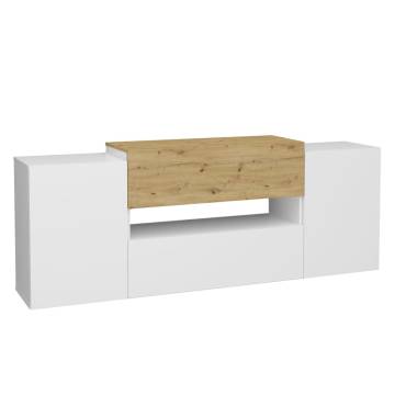 FMD TV/Hi-Fi Unit Cabinet - White & Artisan Oak 182 cm