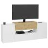 FMD TV/Hi-Fi Unit Cabinet - White & Artisan Oak 182 cm