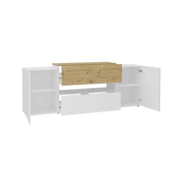 FMD TV/Hi-Fi Unit Cabinet - White & Artisan Oak 182 cm