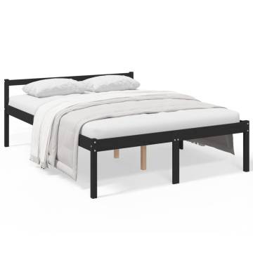 Black King Size Bed Frame 150x200 cm Solid Pine Wood | HipoMarket