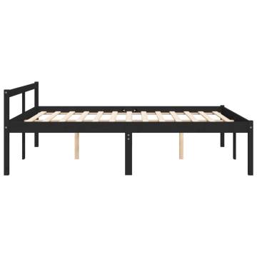 Black King Size Bed Frame 150x200 cm Solid Pine Wood | HipoMarket